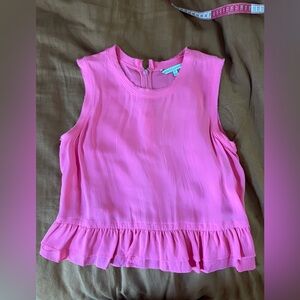 Hot pink 100% silk Sleeveless Rebecca Minkoff peplum top